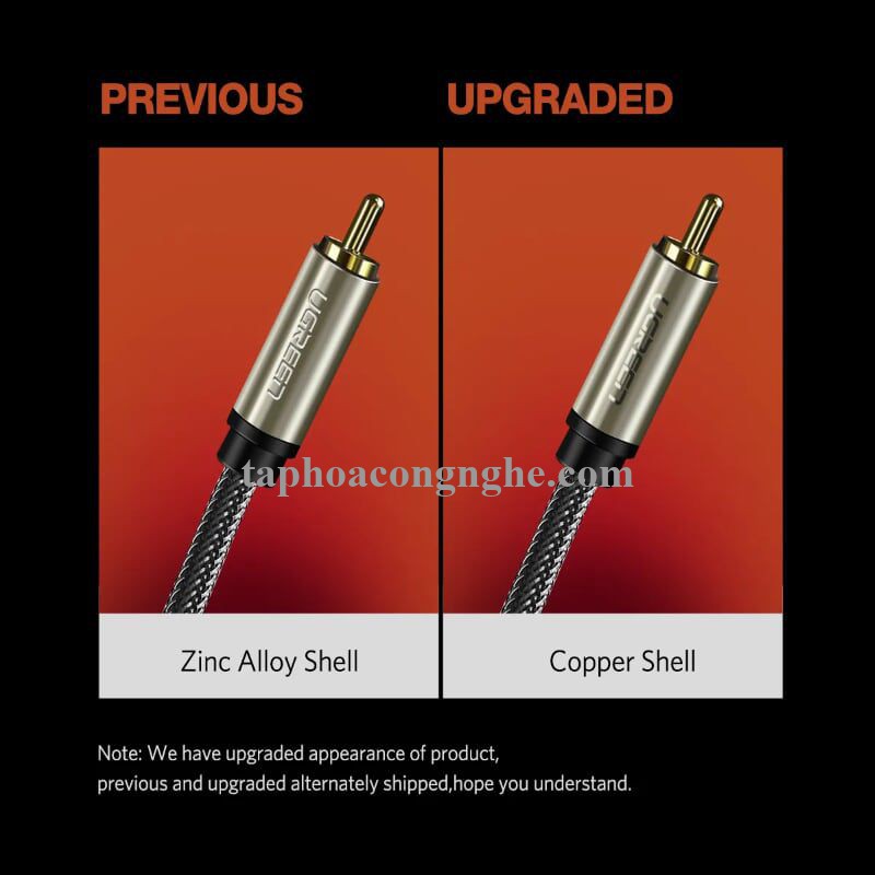 Ugreen 20742 10M màu Xám Cáp âm thanh bông sen Coaxial cao cấp AV133 30020742